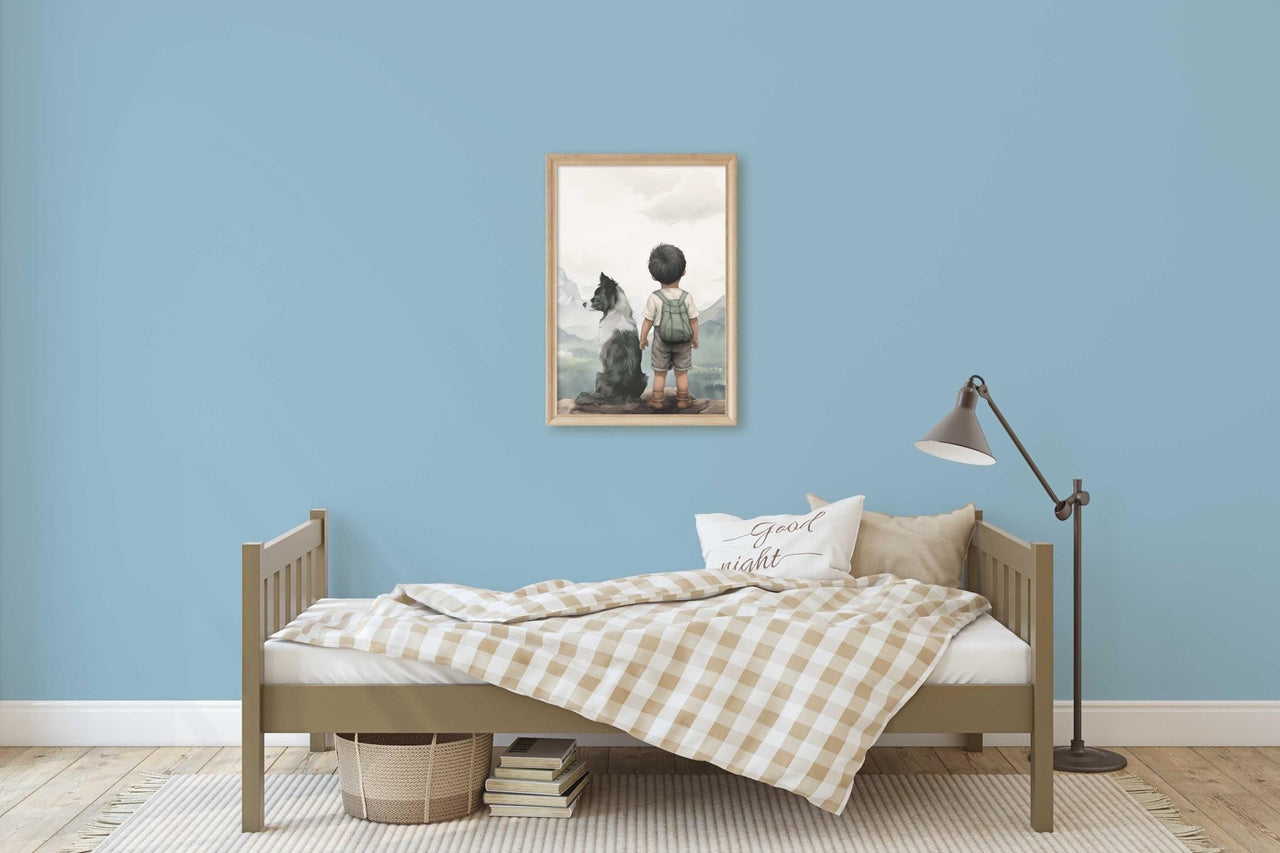 Border Collie Nursery Print – Animal Boys Room Wall Art