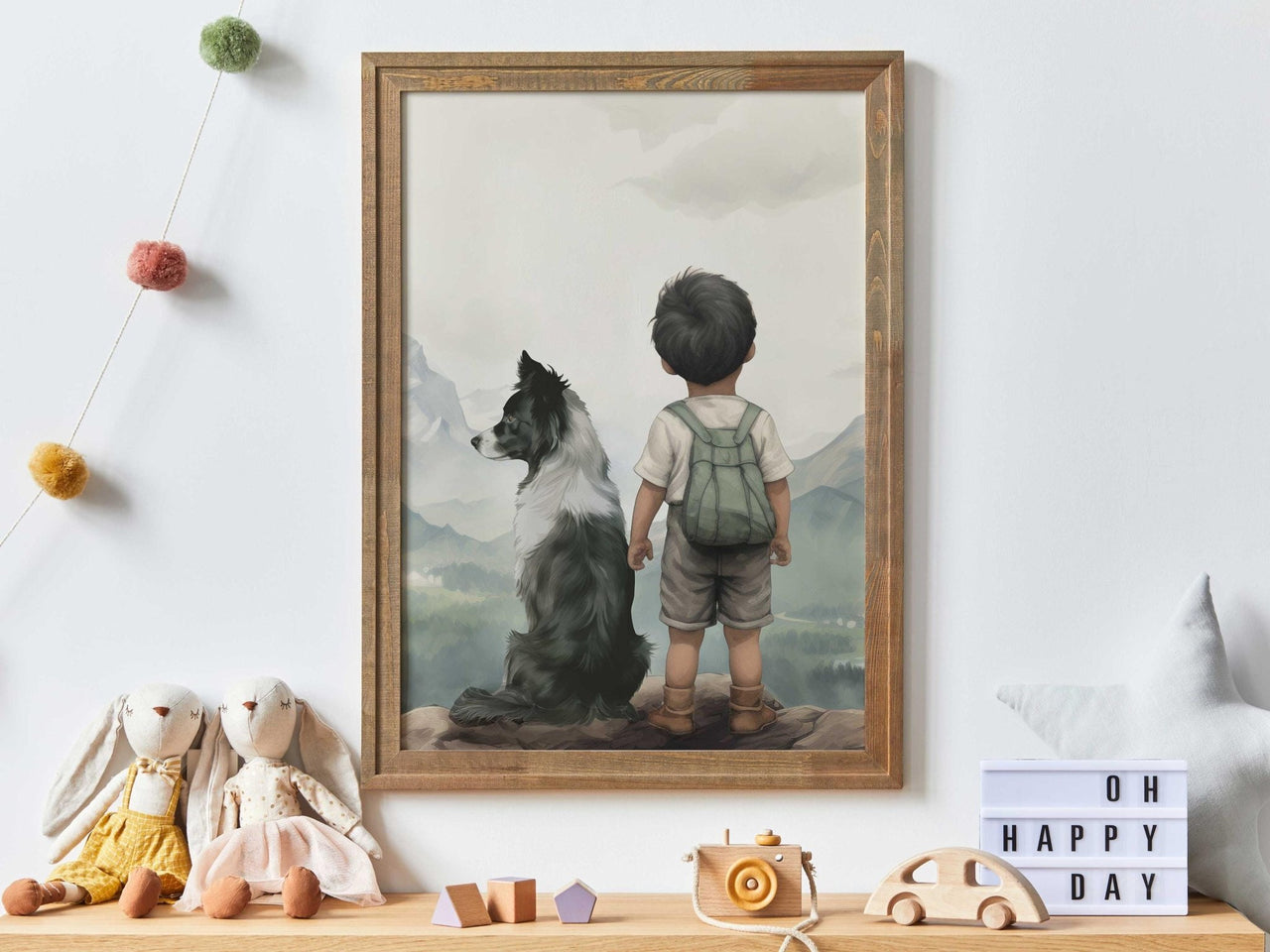 Border Collie Nursery Print – Animal Boys Room Wall Art