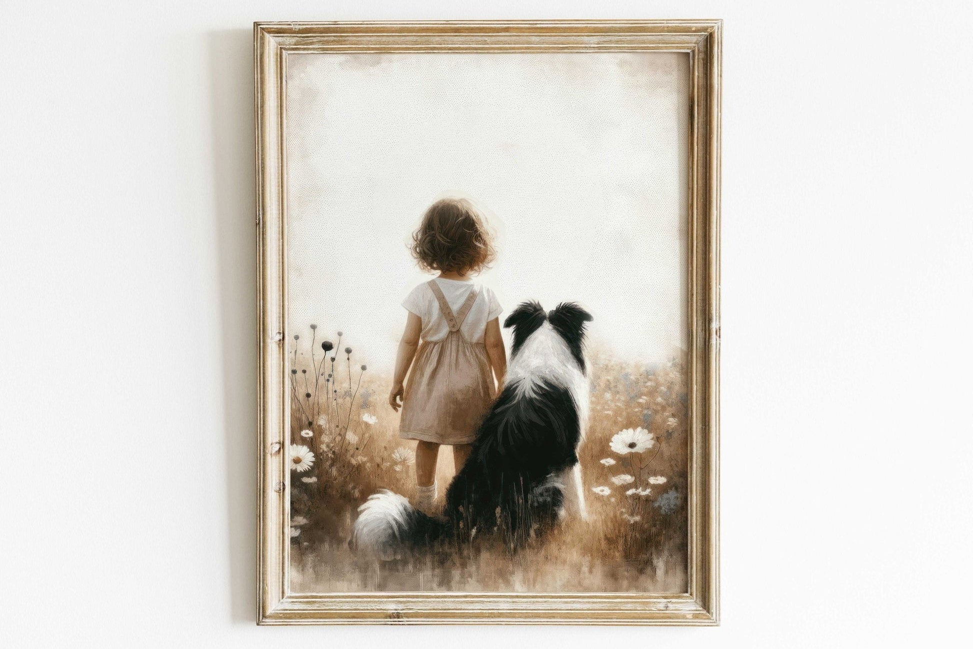 Border Collie Nursery Prints, Whimsical Dog Decor, Girls Room Art - WildfieldPrints