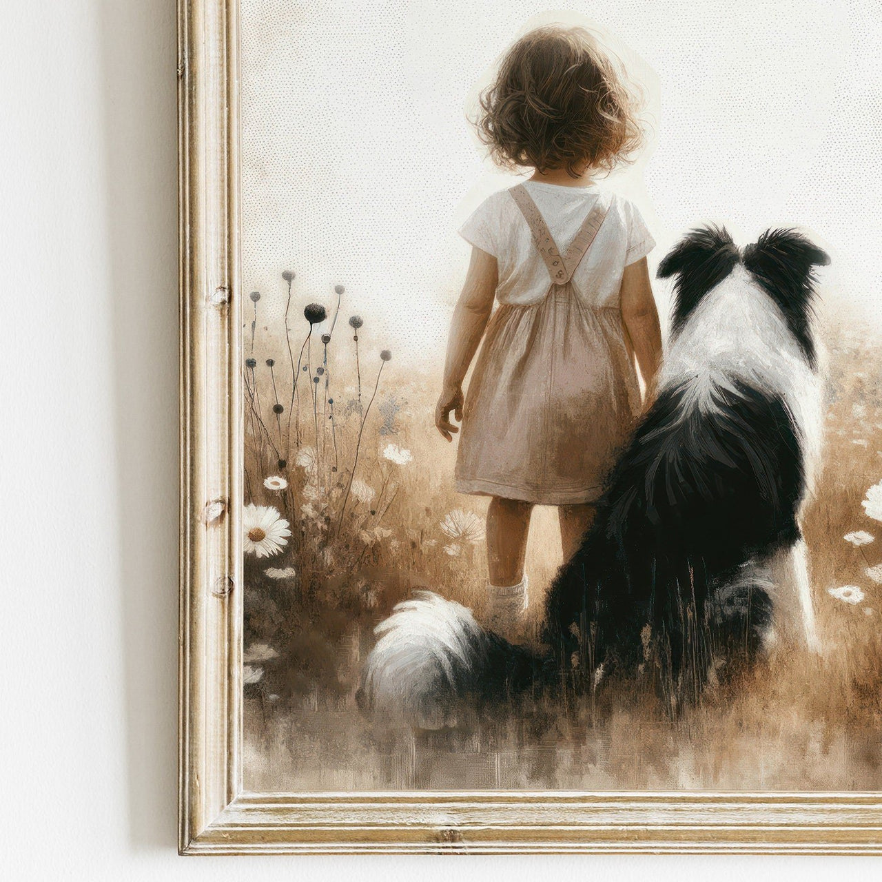 Border Collie Wall Art – Dog Nursery Print for Girls Room