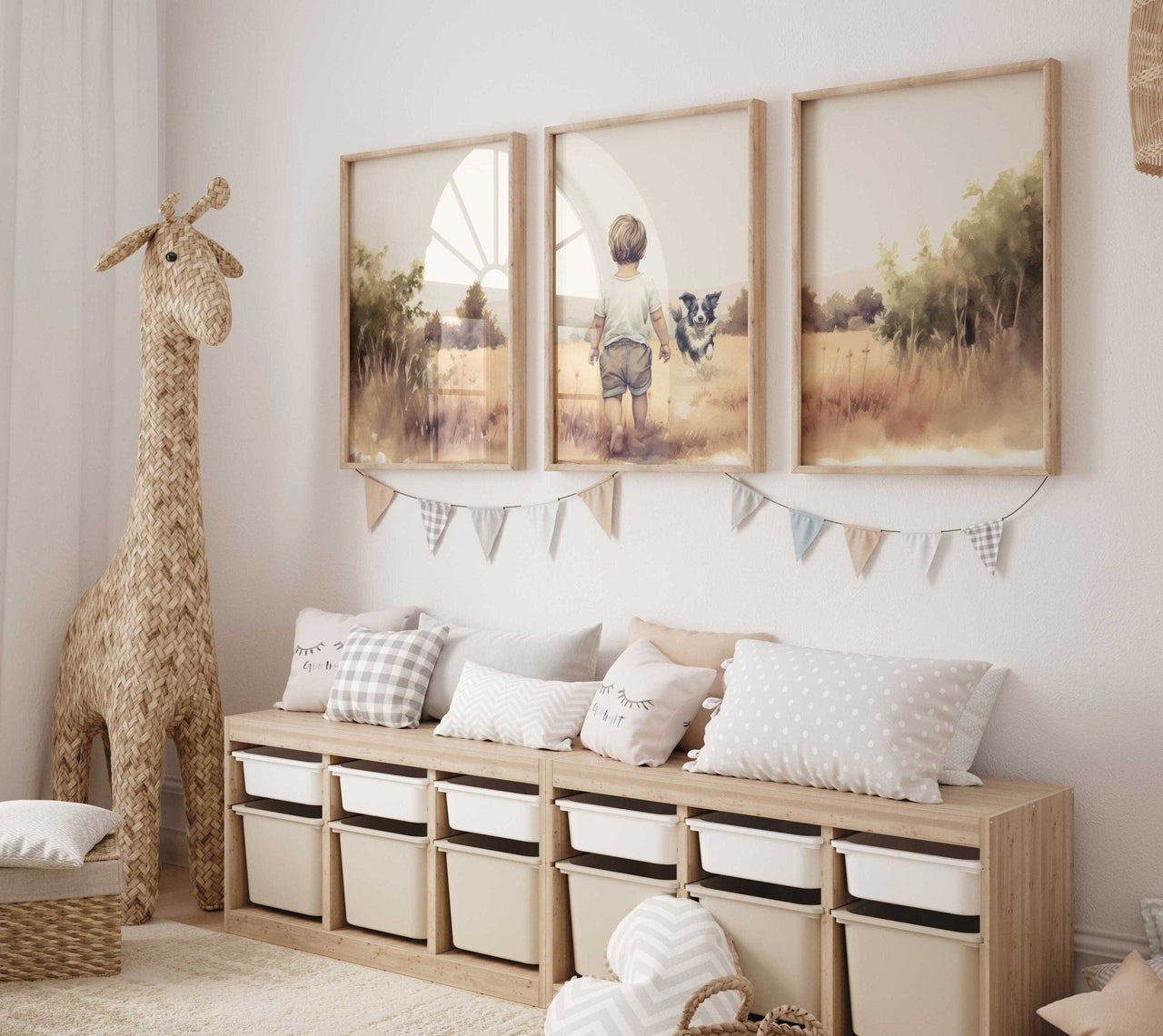 Border Collie Print – Dog Nursery Wall Art for Kids • Set of 3