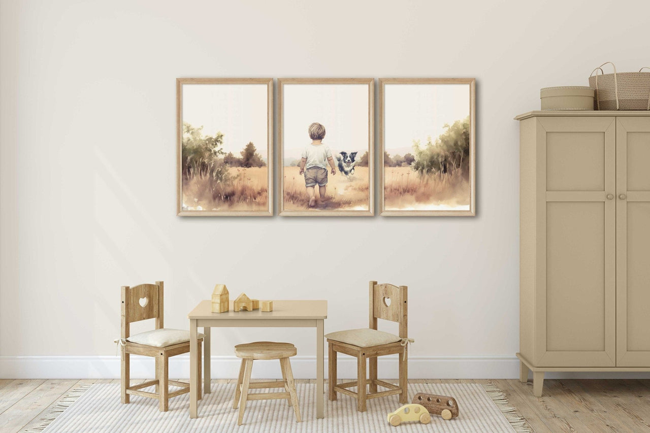 Border Collie Print – Dog Nursery Wall Art for Kids • Set of 3