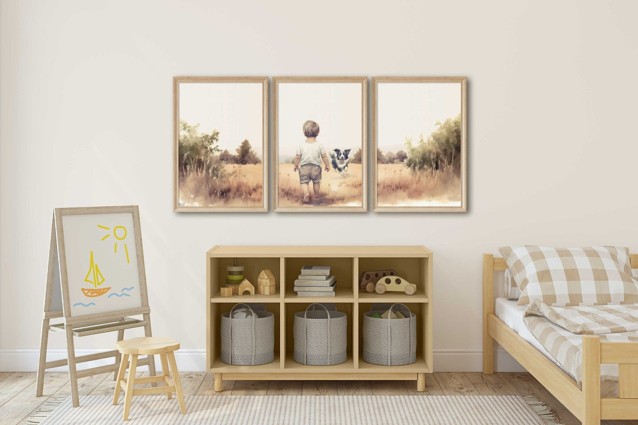 Border Collie Print – Dog Nursery Wall Art for Kids • Set of 3
