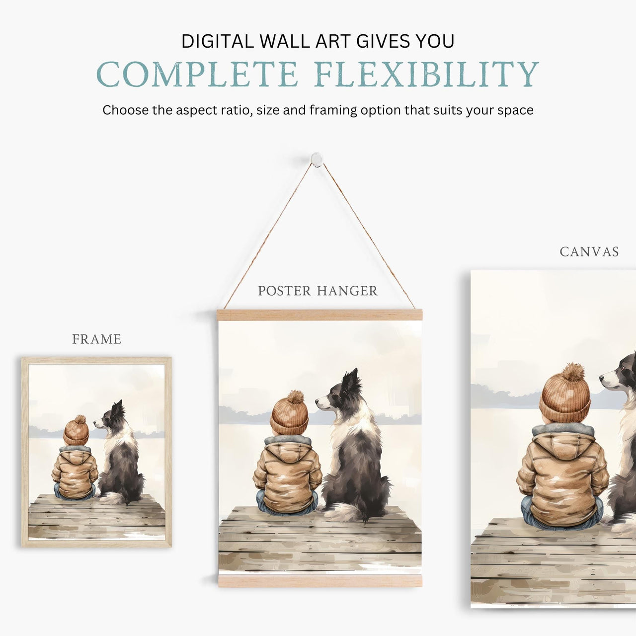 Border Collie Print – Dog Boys Room Wall Art • Set of 3