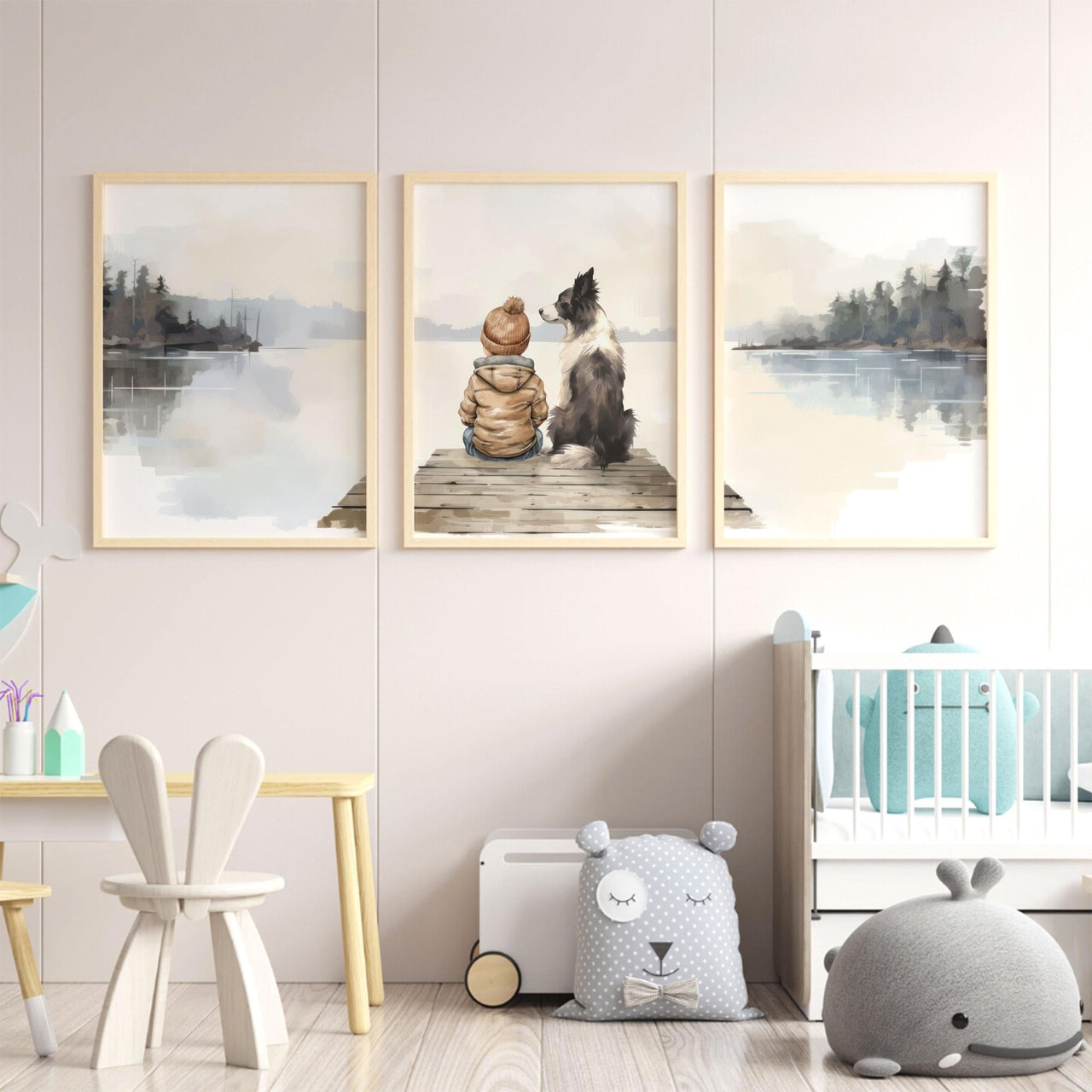Border Collie Print – Dog Boys Room Wall Art • Set of 3