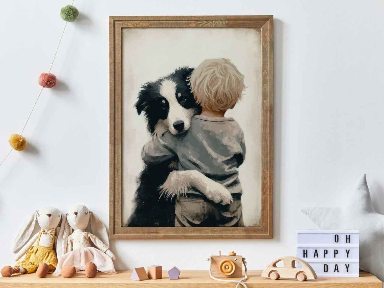 Border Collie Wall Art – Dog Nursery Print for Boys