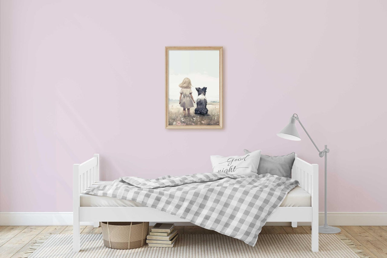 Border Collie Print – Dog Nursery Wall Art for Girls