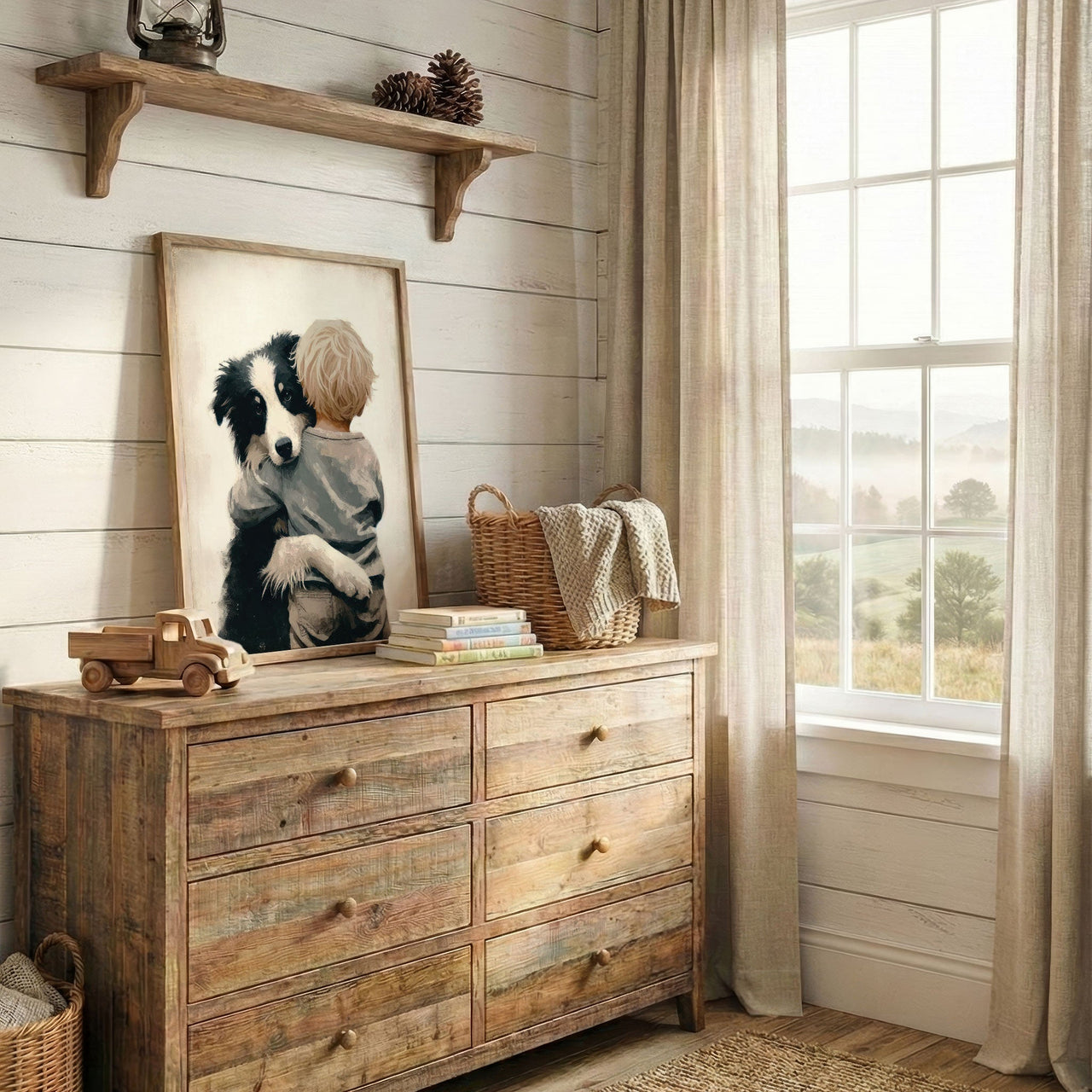 Border Collie Wall Art – Dog Nursery Print for Boys
