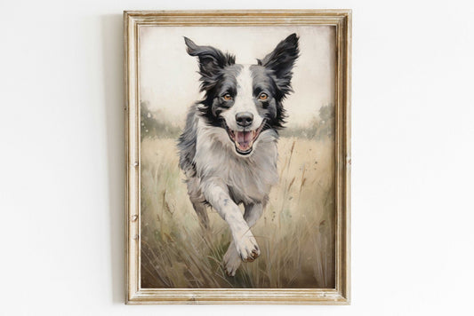 Border Collie Wall Art, Rustic Dog Decor, Perfect Gift for Dog Lovers - WildfieldPrints