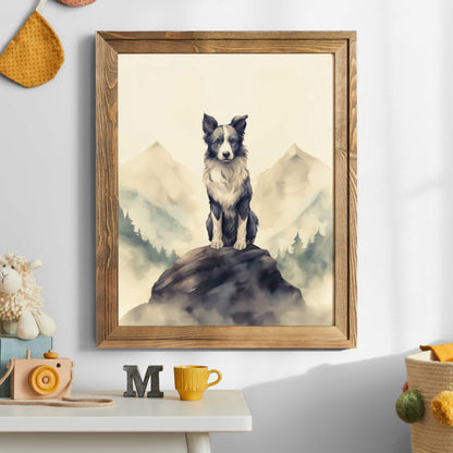 Border Collie Wall Decor, Rustic Dog Portrait, Perfect Gift for Owners - WildfieldPrints