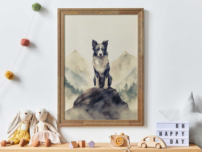 Border Collie Wall Decor, Rustic Dog Portrait, Perfect Gift for Owners - WildfieldPrints