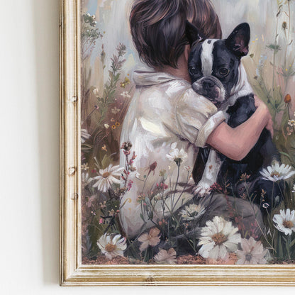 Boston Terrier Nursery Decor, Boy Dog Nursery Art, Boston Terrier Print Kids, Dog Boy Painting, Boy Room Dog Decor, Printable Dog Wall Art - My Store
