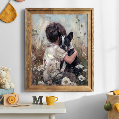Boston Terrier Nursery Decor, Boy Dog Nursery Art, Boston Terrier Print Kids, Dog Boy Painting, Boy Room Dog Decor, Printable Dog Wall Art - My Store