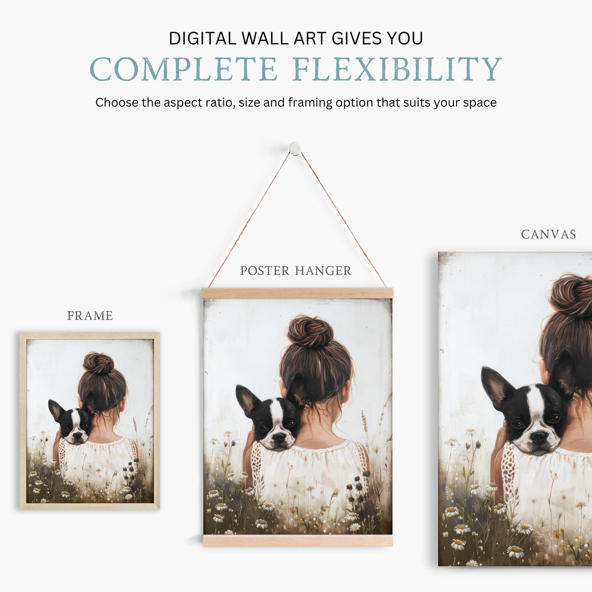 Boston Terrier Nursery Print, Dog Girl Wall Decor, Cute Pup Artwork - WildfieldPrints