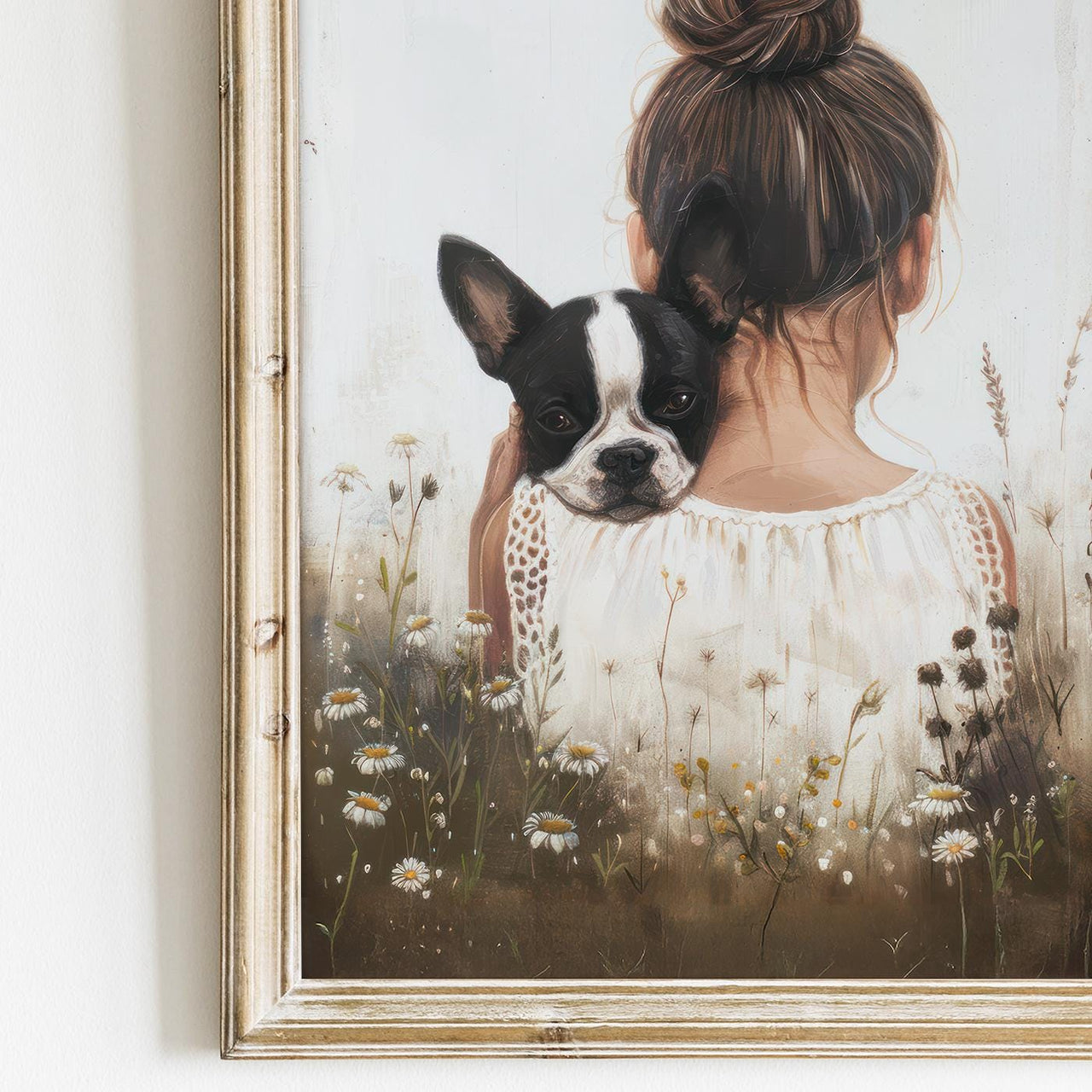 Boston Terrier Nursery Print – Dog Girls Room Wall Art