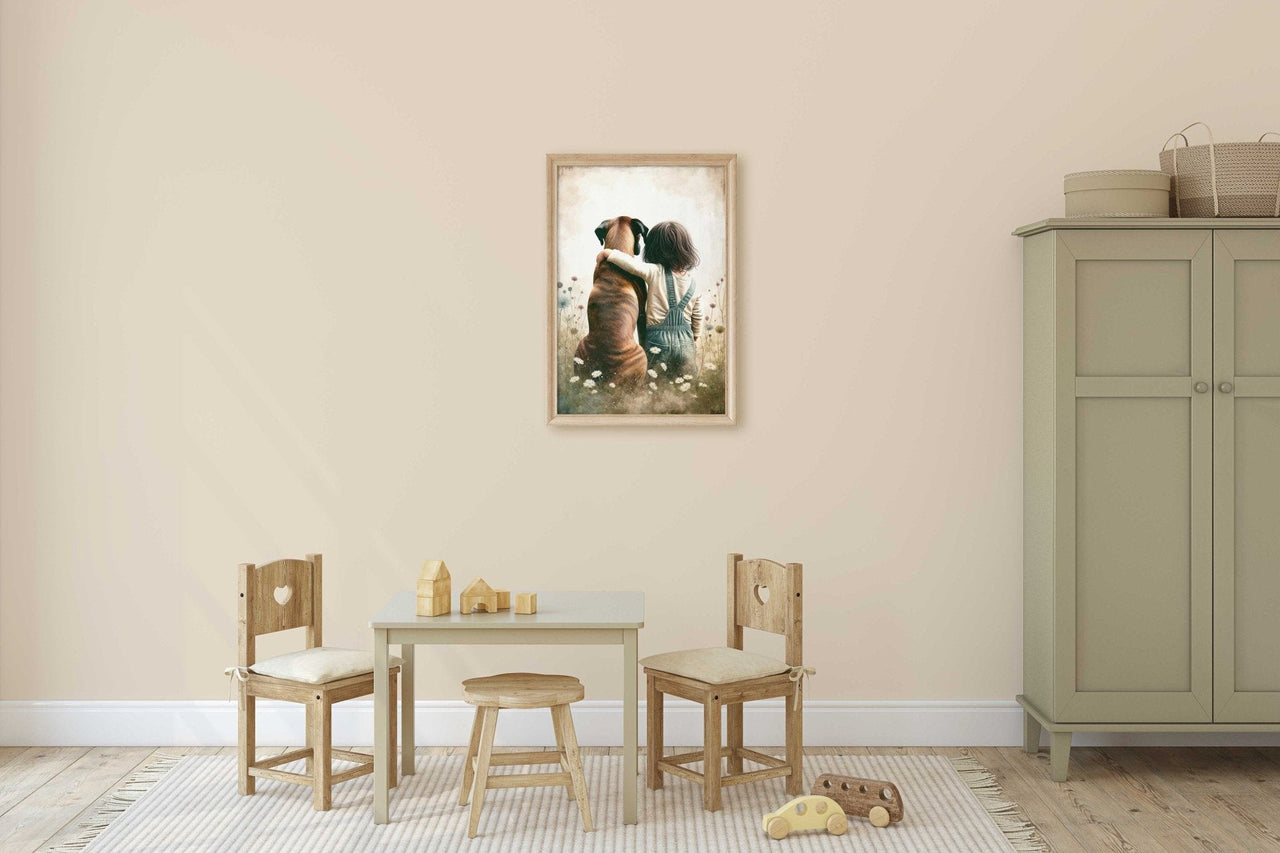 Boxer Dog Wall Art – Pet Nursery Print for Girls
