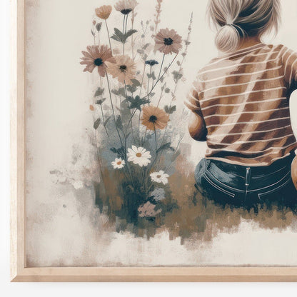 Boxer Dog Nursery Art, Girl & Dog Print, Kids Room Decor - WildfieldPrints