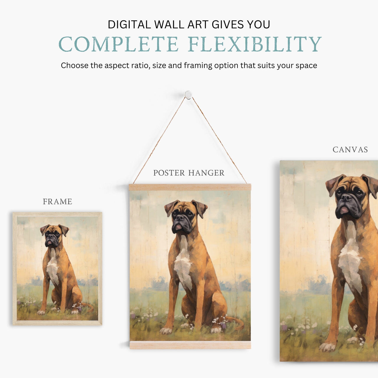 Boxer Dog Wall Art – Animal Boys Room Print