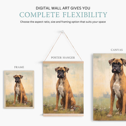 Boxer Dog Vintage Wall Art, Rustic Decor for Dog Lovers, Gift Idea - WildfieldPrints