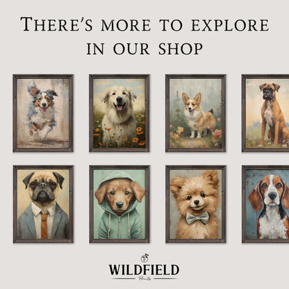 Boxer Dog Wall Art, Rustic Decor for Dog Lovers, Vintage Watercolor - WildfieldPrints