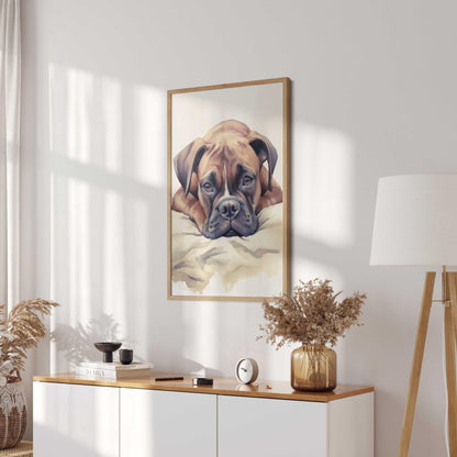 Boxer Dog Wall Art, Rustic Decor for Dog Lovers, Vintage Watercolor - WildfieldPrints