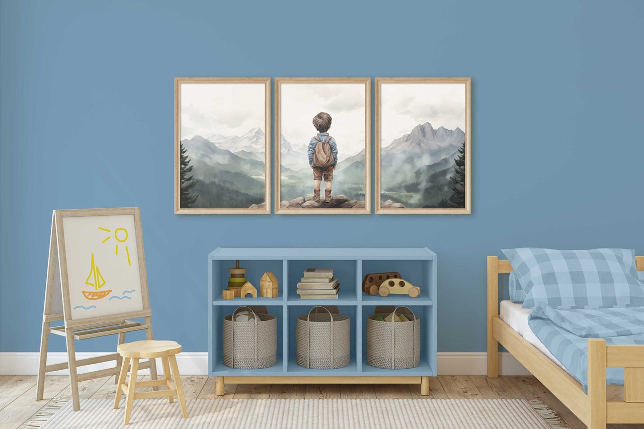 Boy Adventure Wall Art – Nature Boys Room Decor • Set of 3