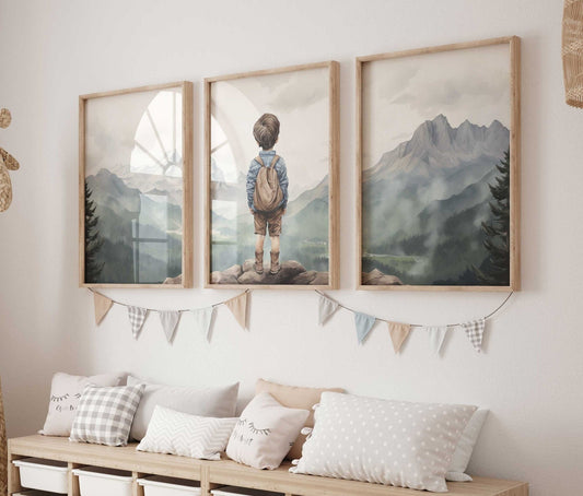 Boy Adventure Nursery Prints, Nature - Inspired Toddler Decor, Wall Art - WildfieldPrints