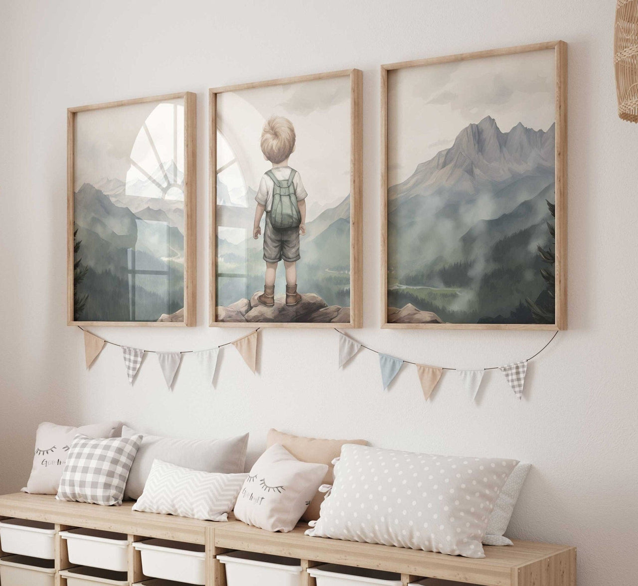 Boy Explorer Wall Art – Adventure Boys Room Decor • Set of 3