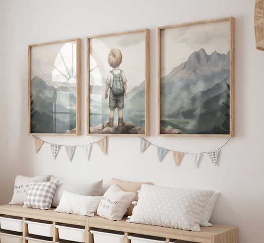 Boy Adventure Nursery Prints, Nature - Inspired Toddler Decor, Wall Art - WildfieldPrints