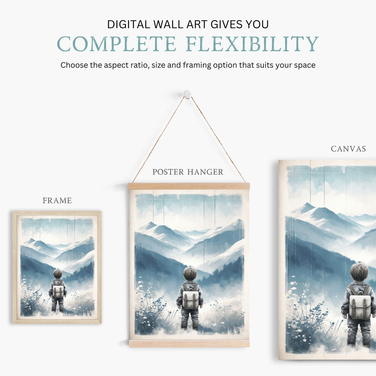 Misty Mountain Wall Art – Adventure Boys Room Print