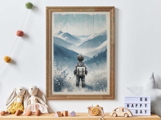 Boy Adventure Prints, Misty Mountain Decor, Toddler Room Art - WildfieldPrints