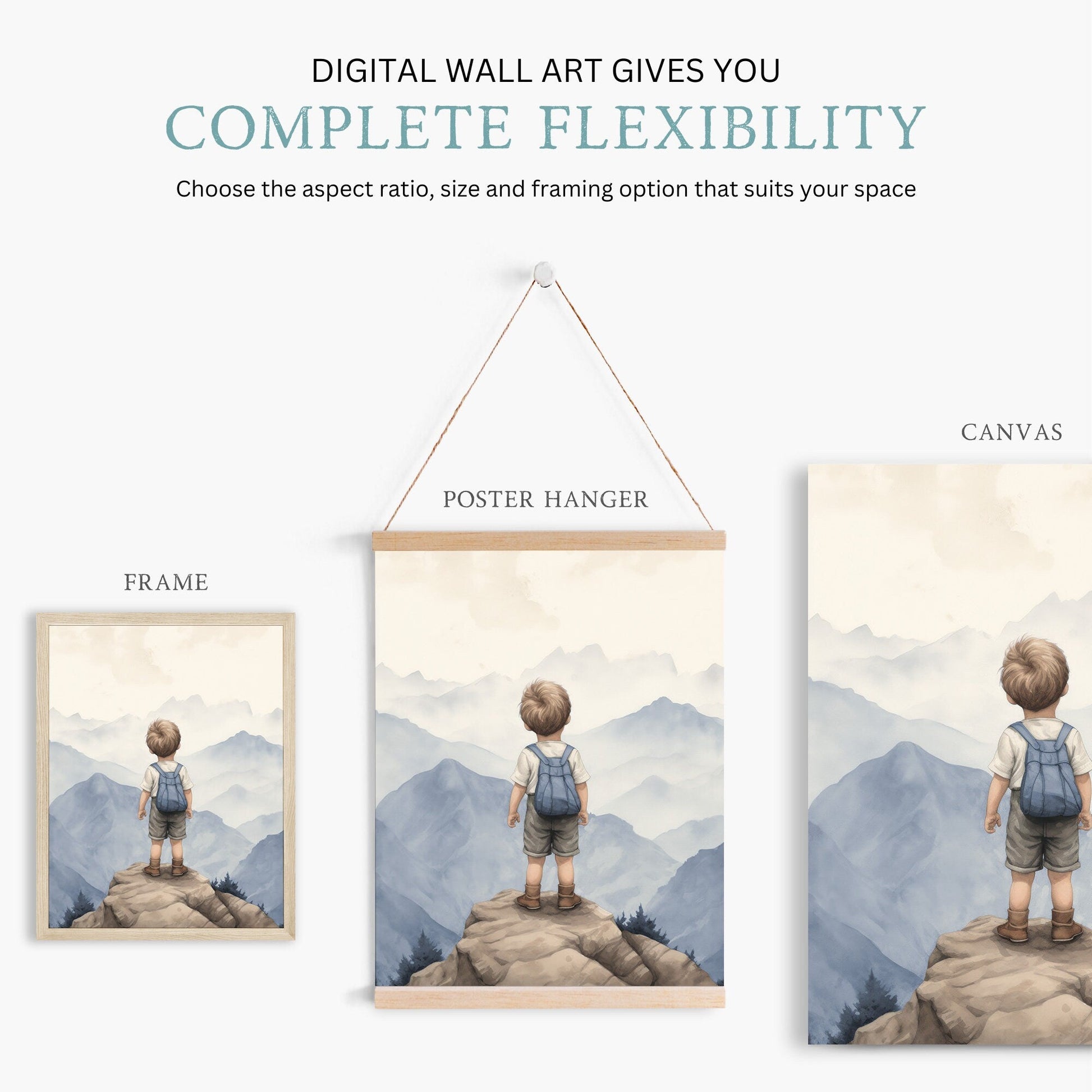 Boy Adventure Prints, Mountain Nursery Decor, Nature Wall Art - WildfieldPrints