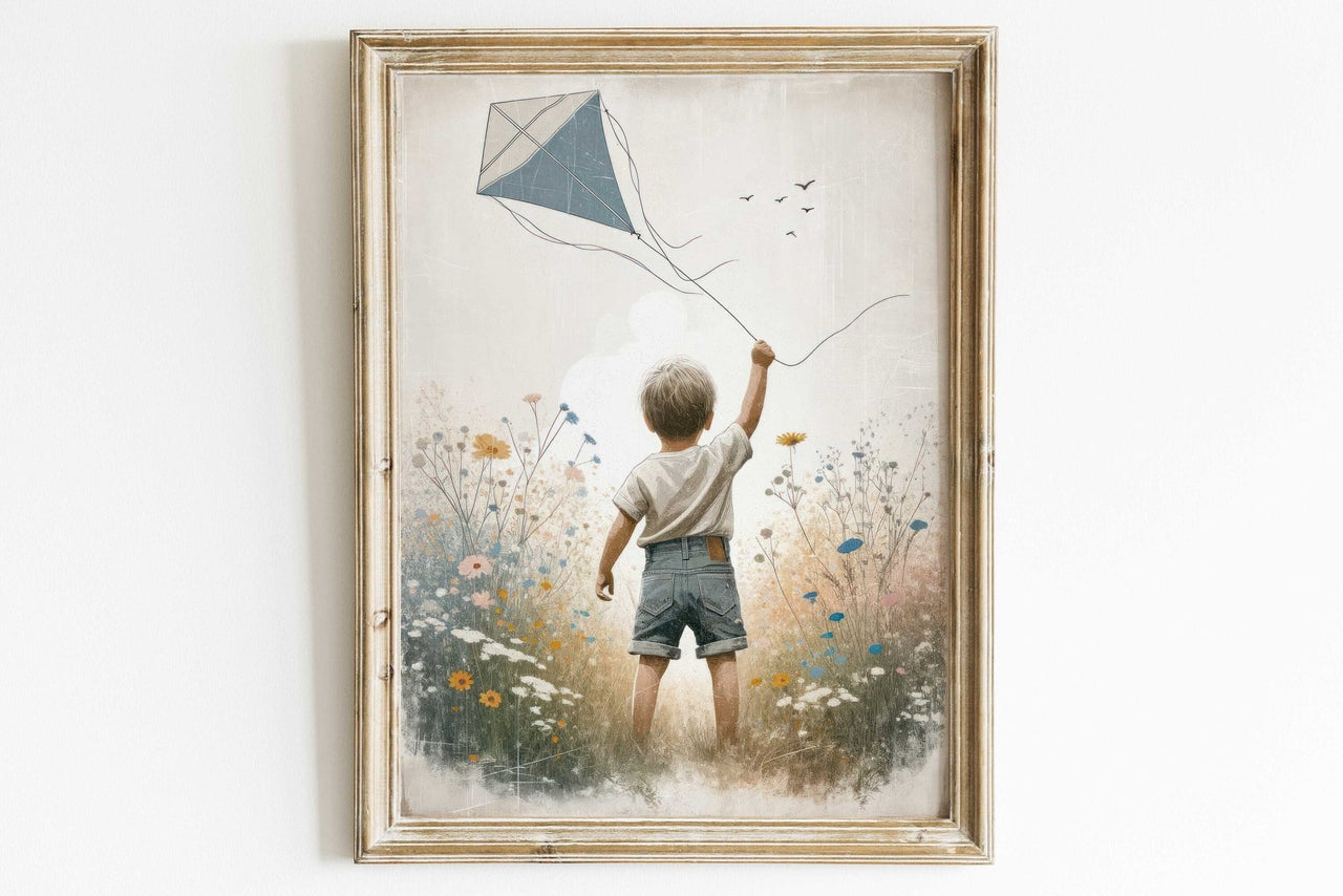 Kite Adventure Wall Art – Boys Room Print