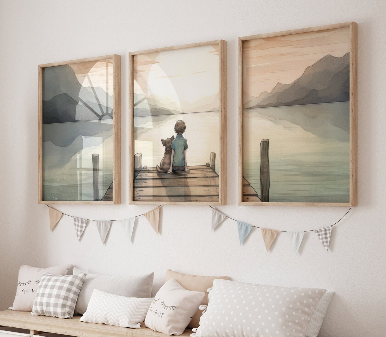 Whimsical Dog Wall Art – Animal Nursery Print • Set of 3