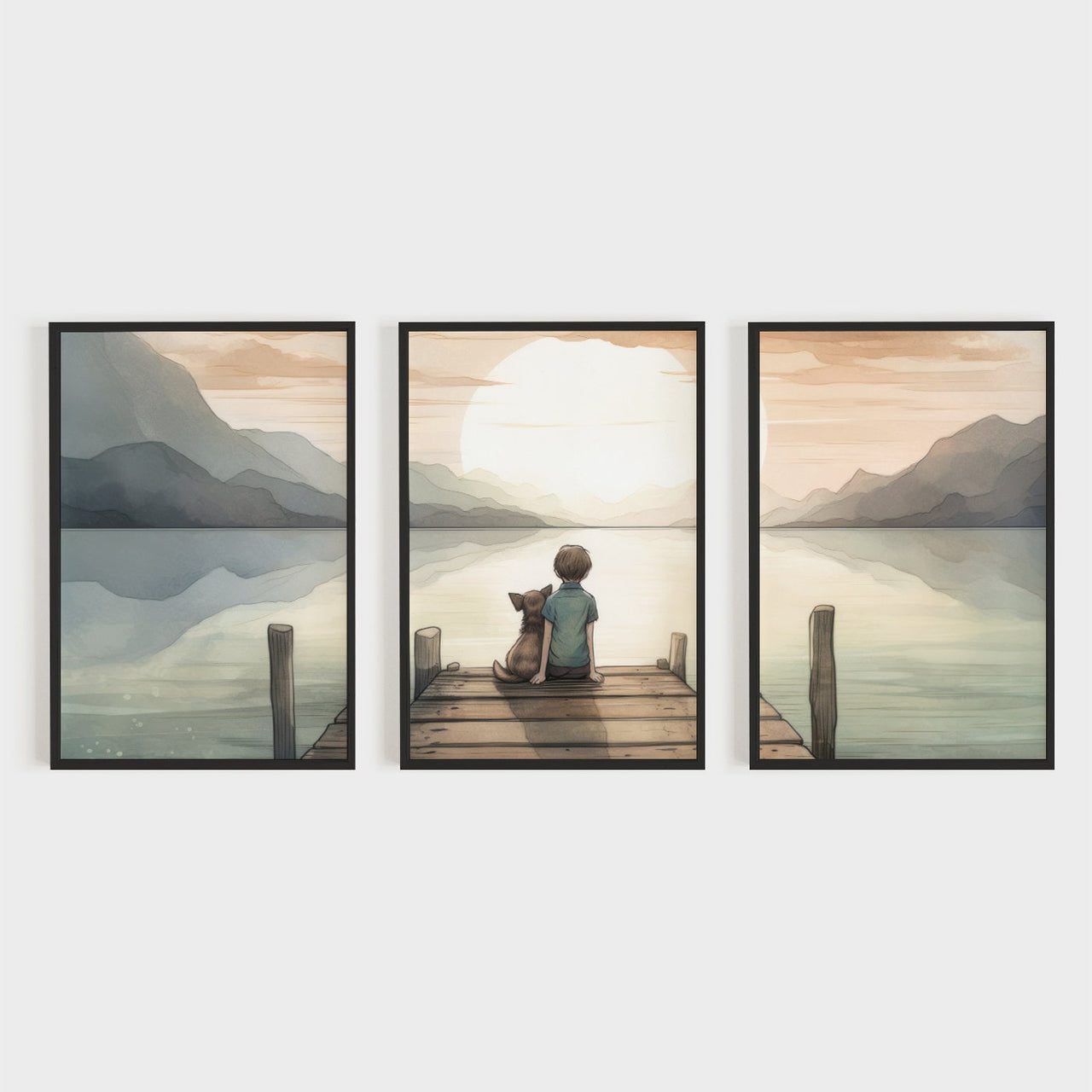 Whimsical Dog Wall Art – Animal Nursery Print • Set of 3