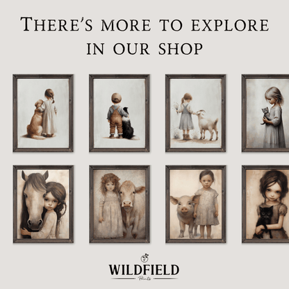 Boy and Dog Prints, Border Collie Nursery Decor, Kids Room Wall Art - WildfieldPrints