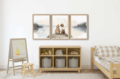 Boy and Springer Spaniel Nursery Decor, Springer Spaniel Art, Dog Nursery Decor Set of 3, Brown & White Springer Spaniel, Printable Dog Art - My Store