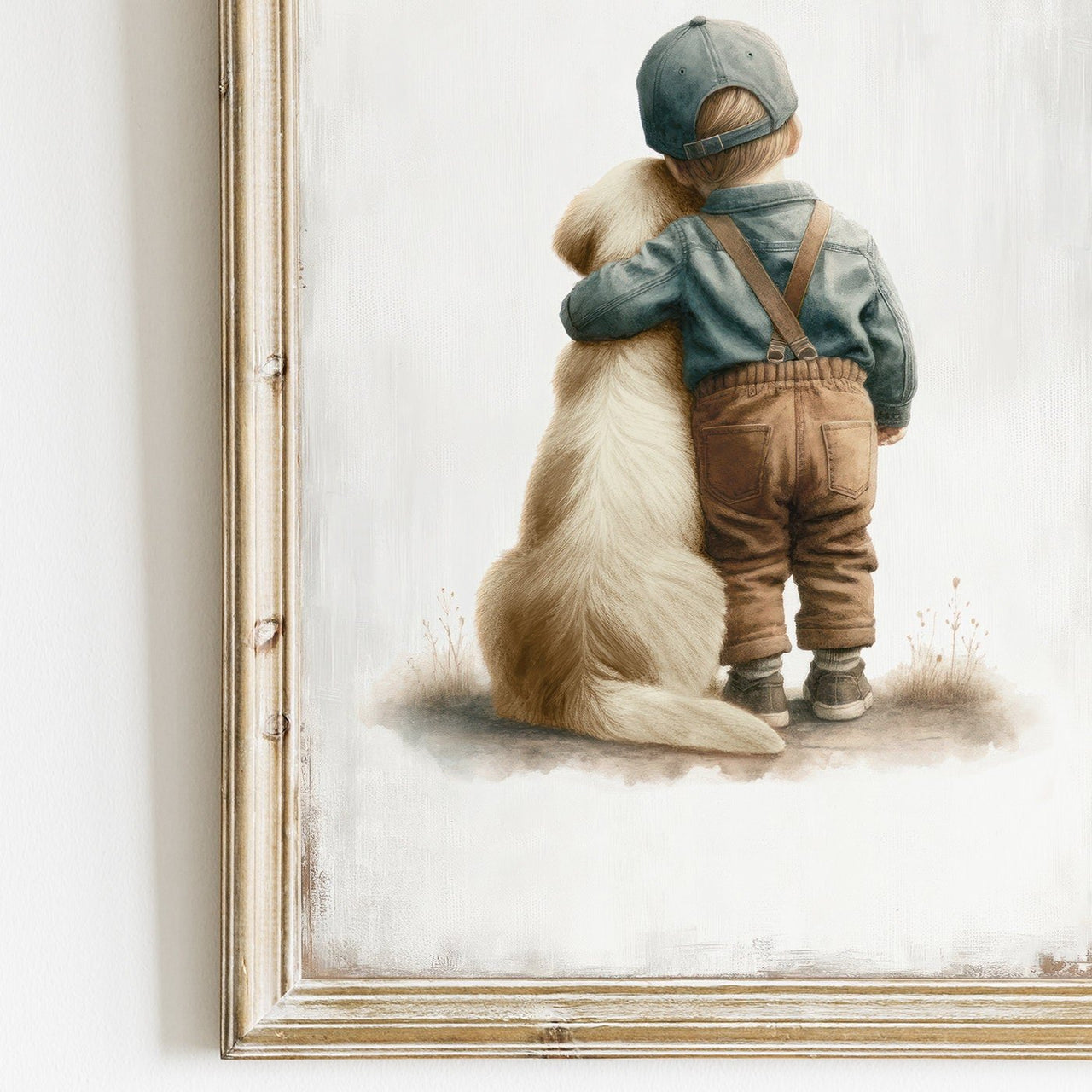 Golden Retriever Embrace Print – Pet Boys Room Wall Art