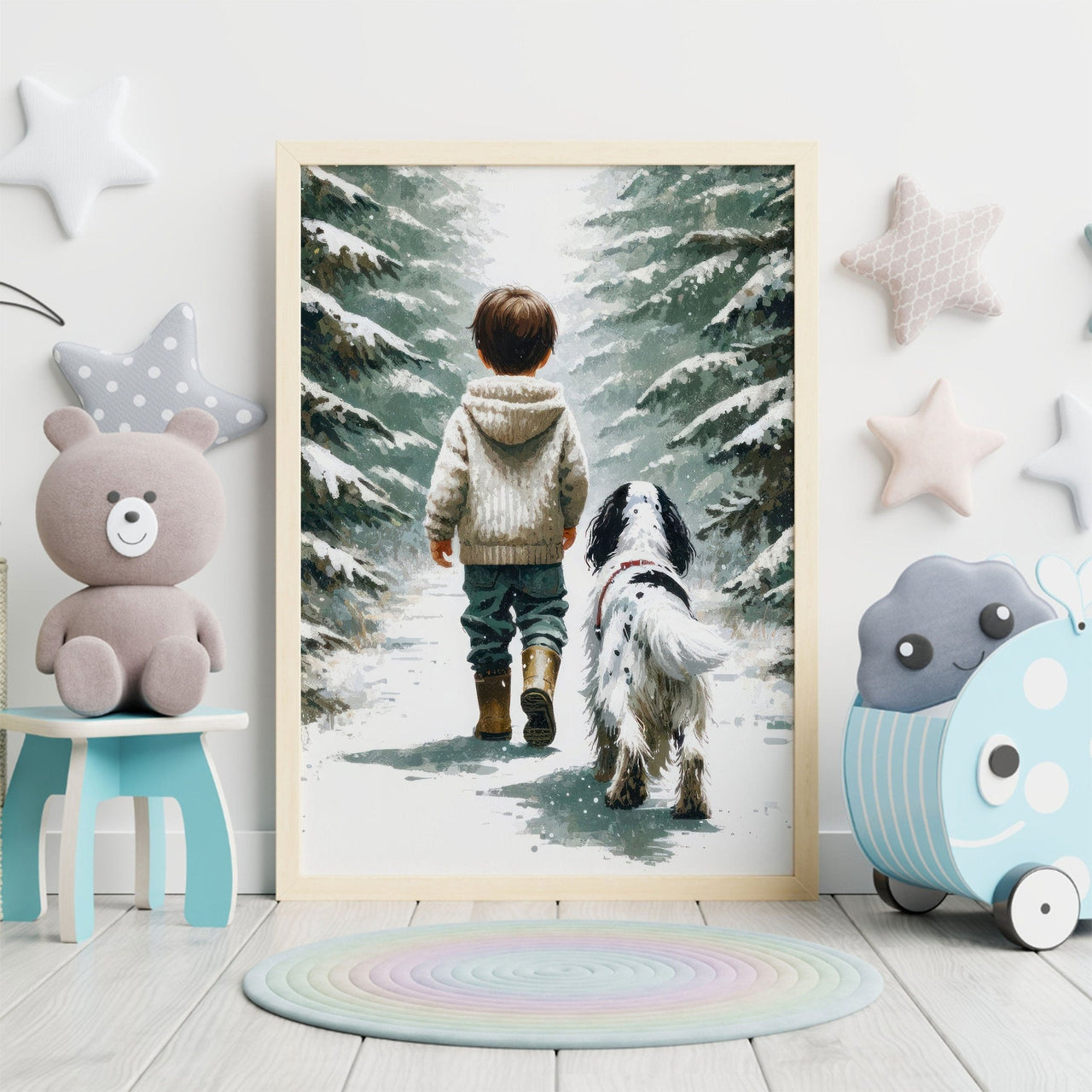 English Setter Adventure Print – Animal Boys Room Wall Art