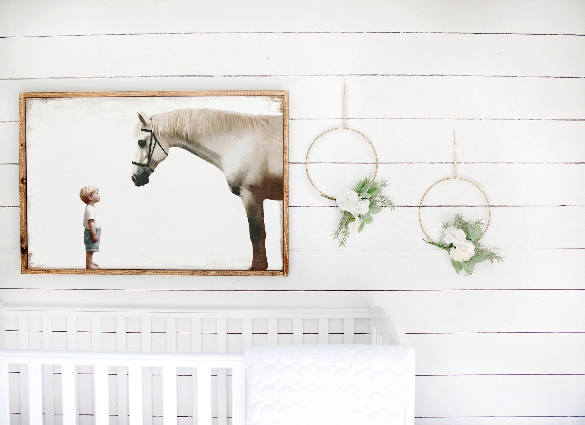 Boy Meets Horse Art Print, Farmhouse Nursery Wall Decor, Cute Horse Decor - WildfieldPrints