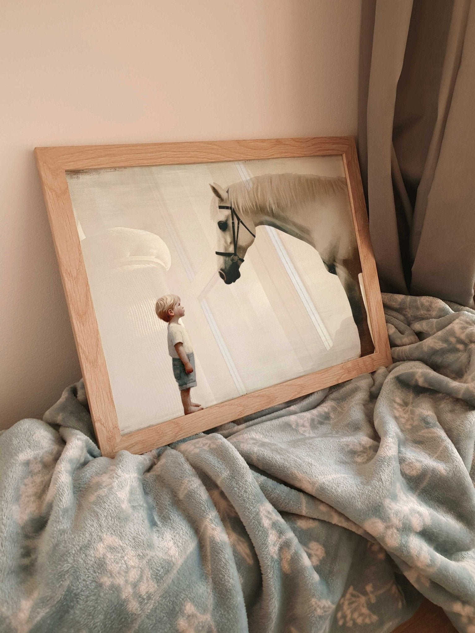 Boy Meets Horse Art Print, Farmhouse Nursery Wall Decor, Cute Horse Decor - WildfieldPrints