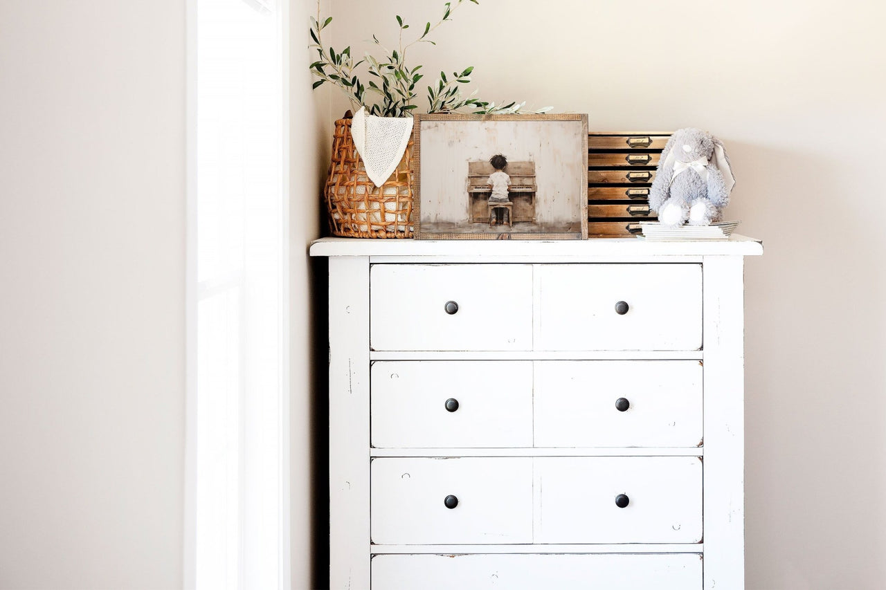 Boy Playing Piano Wall Art – Music Nursery Print