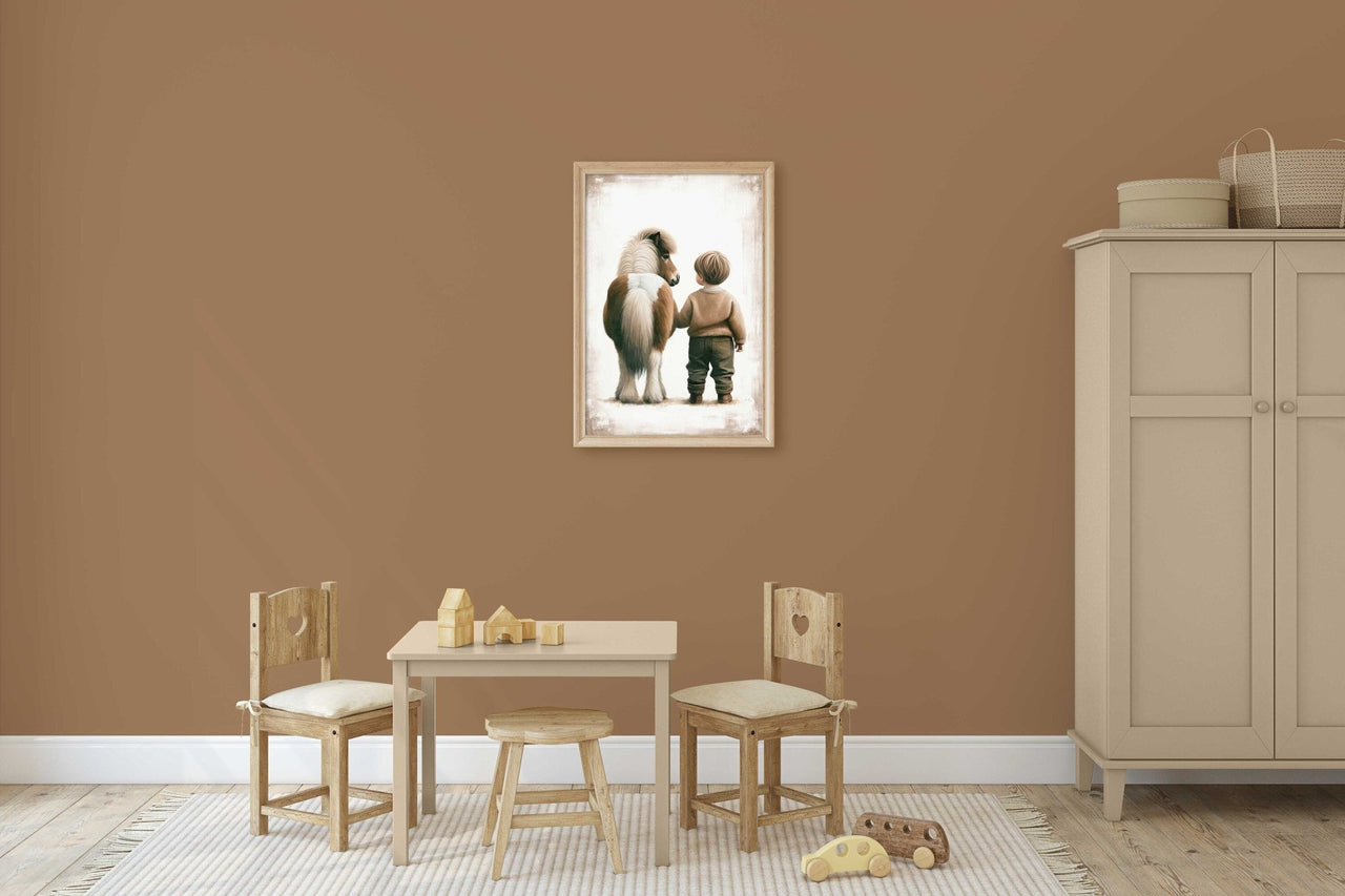 Brown Shetland Pony Wall Art – Equestrian Boys Room Print