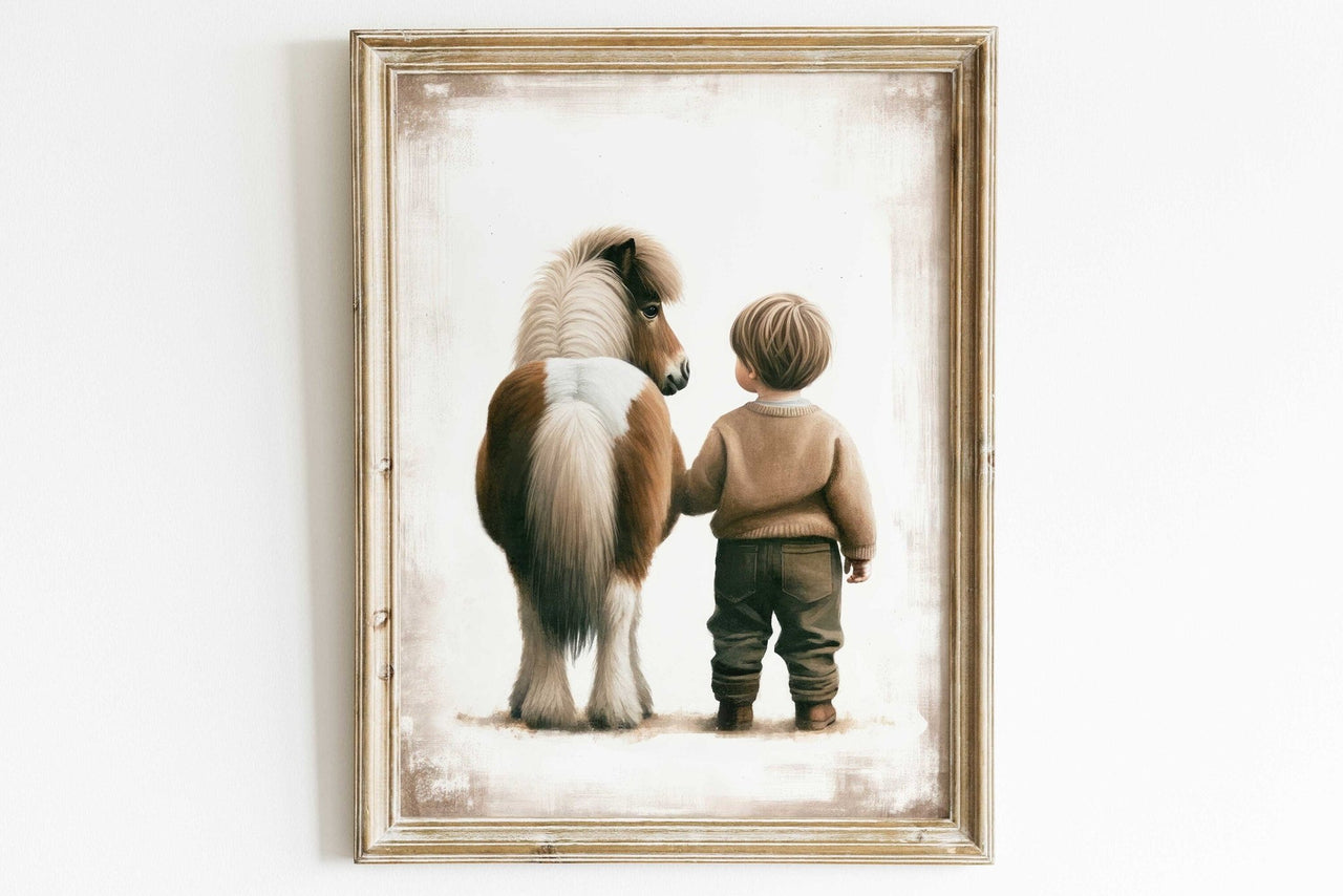 Brown Shetland Pony Wall Art – Equestrian Boys Room Print