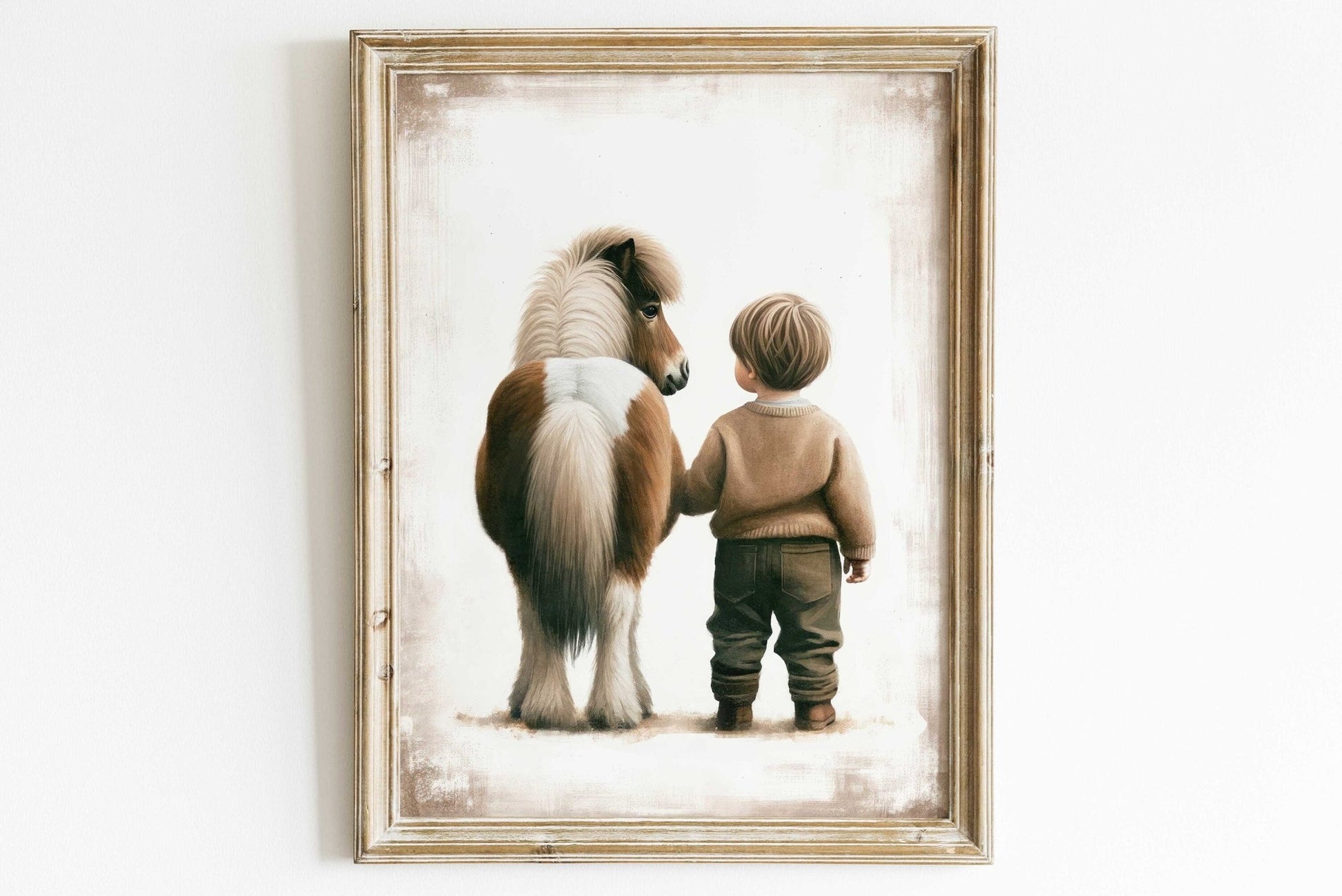 Boy & Pony Prints, Vintage Nursery Decor, Horse Wall Art - WildfieldPrints