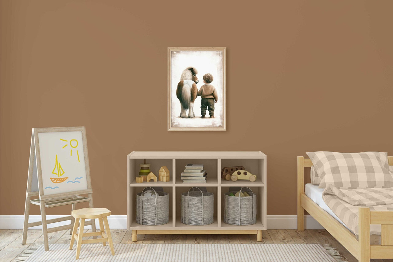 Brown Shetland Pony Wall Art – Equestrian Boys Room Print