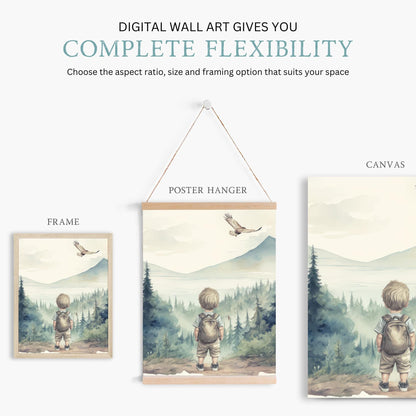Boy Woodland Wall Decor, Woodland Animal Print, Bear & Fox, Forest Nursery Art Set of 3, Forest Animal, Printable Mountain Boy Room Decor - My Store