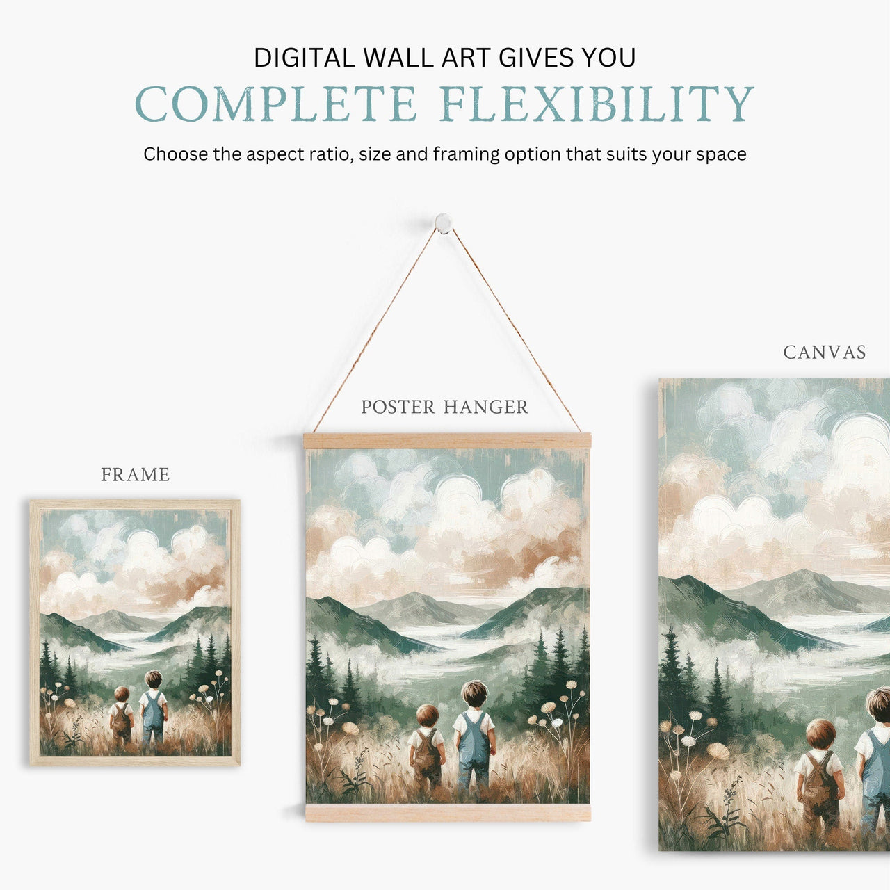 Brothers' Wilderness Adventure Wall Art – Nature Boys Room Print