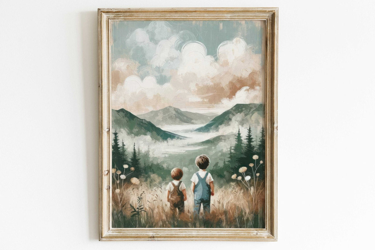 Brothers' Wilderness Adventure Wall Art – Nature Boys Room Print