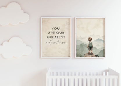 Boys Adventure Quote Print, You Are Our Greatest Journey, Nursery Decor - WildfieldPrints
